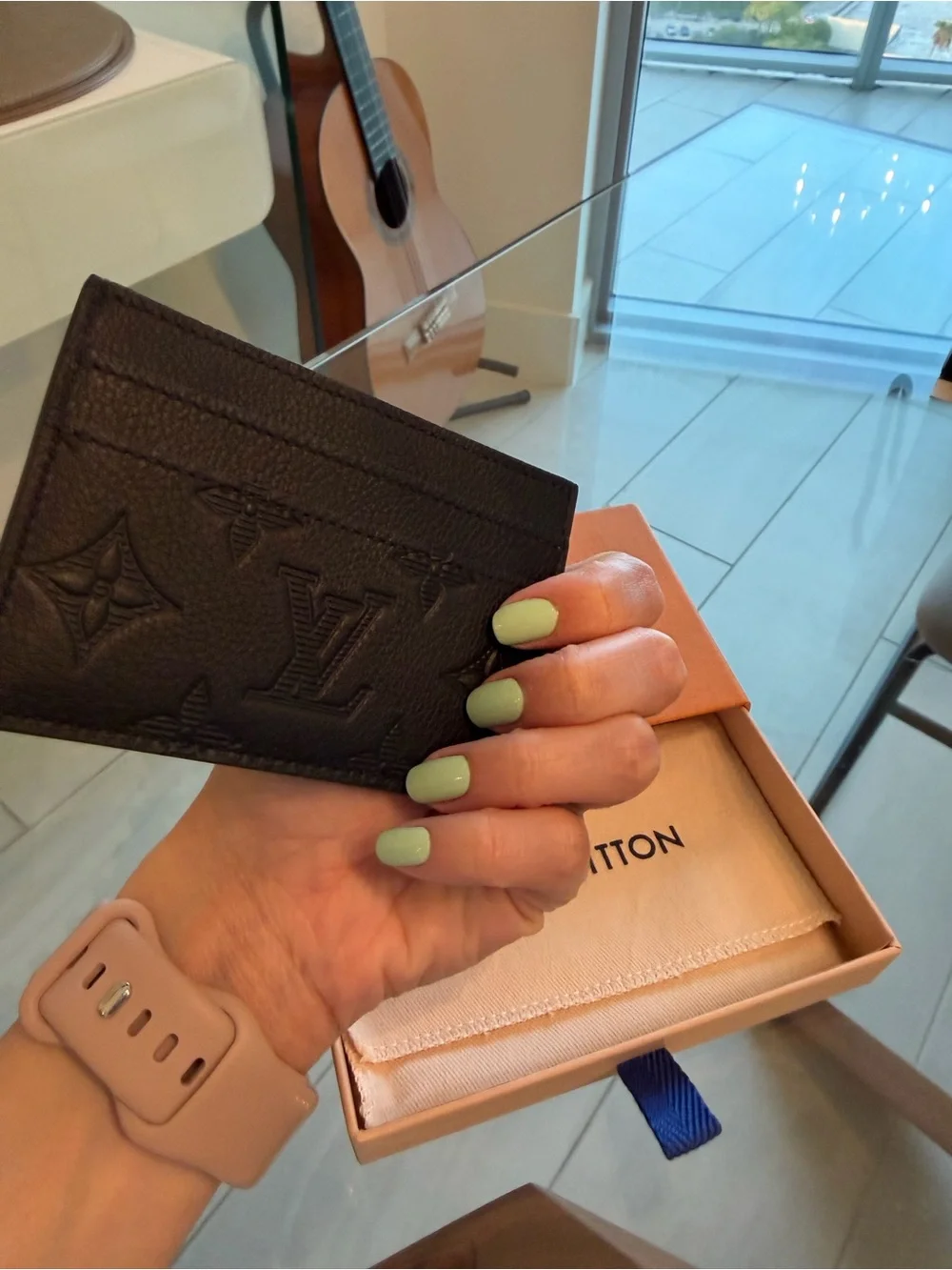 Louis Vuitton Black Monogram Shadow Double Card Holder